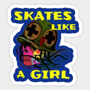 Skates Like A Girl Street Skater Sticker